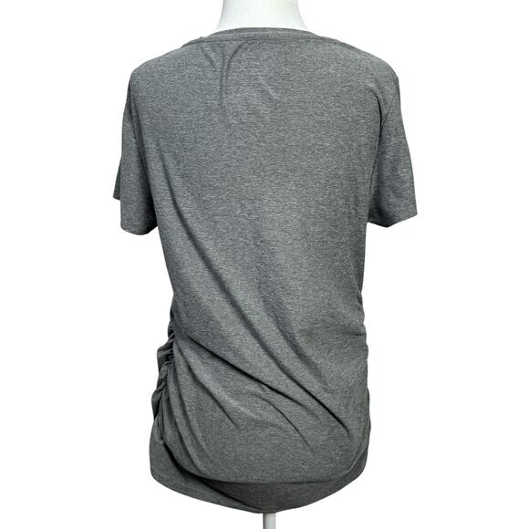 Time and Tru Women’s Size Medium Maternity Gray Rouched Short Sleeve Top - Picture 2 of 6